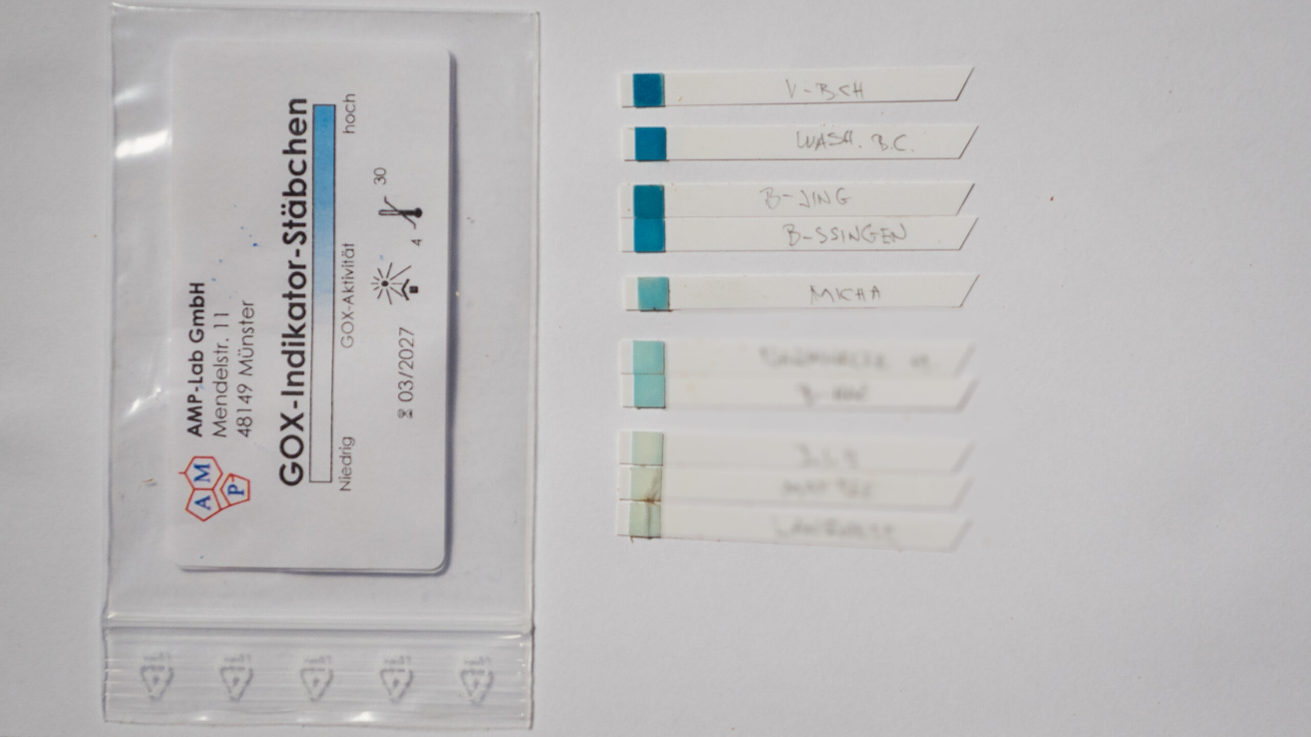 Ergebnis der GOX Teststreifen